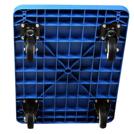 BIGAPPLE 150kg Capacity Plastic Foldable Platform Trolley for Heavy Weight/Material Handling Goods Trolley for Home, Office, Warehouse & Industries - 48cm x 72cm (4" Wheel/Blue) - Pack of 1