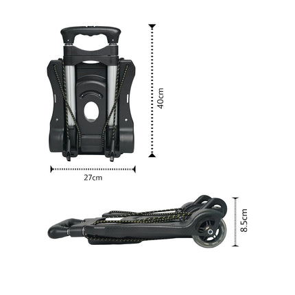 Bigapple Aluminium Alloy, Plastic Portable Platform Hand Trolley, Heavy Duty 2 Wheel Solid Construction Utility Cart Compact and Light Weight with 40kg Loading (Black)