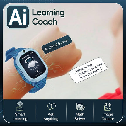 sekyo Neo AI Smart Watch for Kids | AI Tuitor, Whatsapp, Video Call, GPS Tracker, Activity Tracker, Habit Reminder| Family Chat, Edu-Games, Step Count, Magic Camera, SOS, 4G/5G Sim Card |Parental App