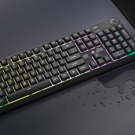 Corsair K55 CORE RGB Gaming Keyboard,Dynamic RGB Backlit Keys,Dust & Spill-Resistant,Six Customizable Macro Keys,Elgato Stream Deck Software Integration,Dedicated Media Keys
