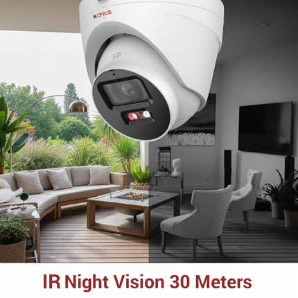 CP Plus 4MP Dual Light Dome Indoor IP Camera | Full HD 2688×1520 | Dual Light Night Vision (IR + Warm Light 30m) | Built-in Mic & Speaker | PoE, IP67 Weatherproof [CP-UNC-DA41L3B-D-LQ]