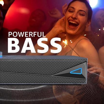 amazon basics X20R 20W Bluetooth Soundbar with 2000mAh Battery | 2X Bass | Up to 9hrs of Playback | Bluetooth 5.3, Aux in, USB, Micro TF Card Connectivity (Blue)