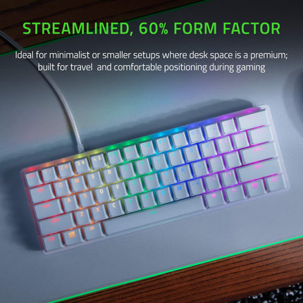 Razer Huntsman Mini - Mercury Edition - 60% Optical Gaming Keyboard (Linear Red Switch, White) I RGB Customizable backlighting - RZ03-03390400-R3M1