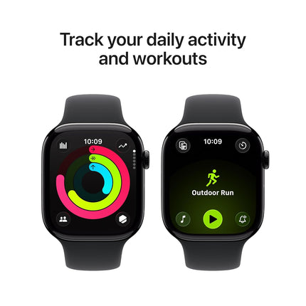 Apple Watch Series 11 GPS + Cellular Jet Black Aluminium Case with Black Sport Band - S/M