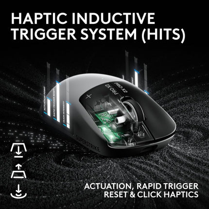 Logitech PRO X2 SUPERSTRIKE Lightspeed Wireless Gaming Mouse with The Fastest Click in the World, Ultra Lightweight (61 g), Customizable Click Haptics, USB-C Charging, for PC/Mac/Laptop - White