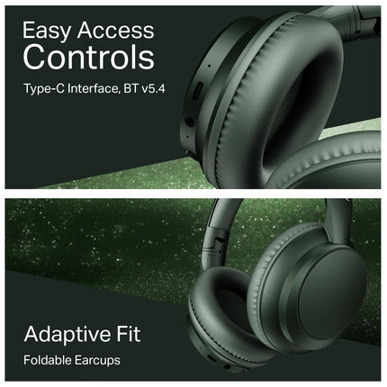 boAt Rockerz 371, 40mm Drivers, 50hrs Battery, 60ms Low Latency, ENx Tech, BT v5.4, Foldable Cups, Voice Assistant, Bluetooth Headphones, Wireless Headphone with Mic (Sage Green)