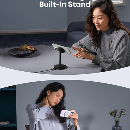 Anker MagGo Wireless Charger, 15W Fast Charging MagSafe Charger Compatible Wireless Charger Stand with USB-C Cable, Qi2 Wireless Charger, for iPhone 16/15/14/13 Series and AirPods (No AC Adapter)