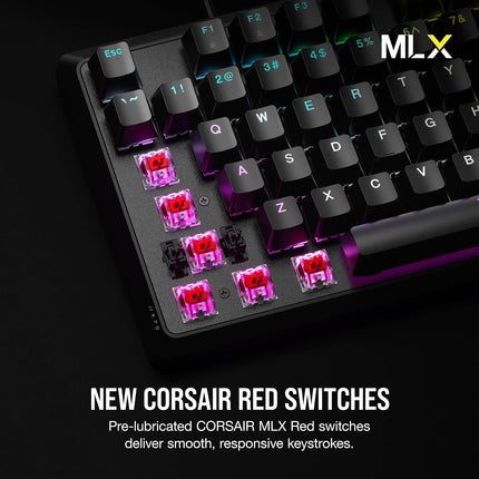 Corsair K70 CORE RGB Mechanical Gaming Keyboard - Pre-Lubricated MLX Red Linear Keyswitches - Sound Dampening - Media Control Dial - iCUE Compatible - QWERTY NA Layout - Black