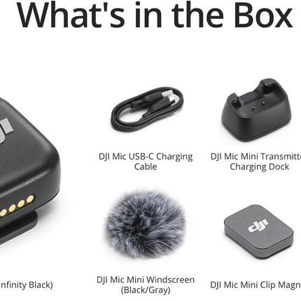 DJI Mic Mini Transmitter (Infinity Black), Ultralight, Detail-Rich Audio, OsmoAudio, Noise Cancelling, Wireless Microphone for Camera/iPhone/Android, Vlog, Streaming