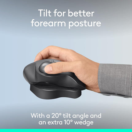 Logitech MX Ergo S Advanced Wireless Trackball Mouse with Free Adobe Subscription, USB-C Rechargeable Wireless Ergonomic Mouse with Bluetooth and Encrypted Dongle, 6 Programmable Buttons, for PC/Mac - Unboxify
