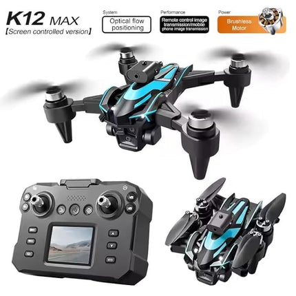 K12 Max RC Drone Professional Aerial Photography Aircraft Three-Camera Obstacle Avoidance Foldable Quadcopter Toy Gift Drone (REFURBISHED)
