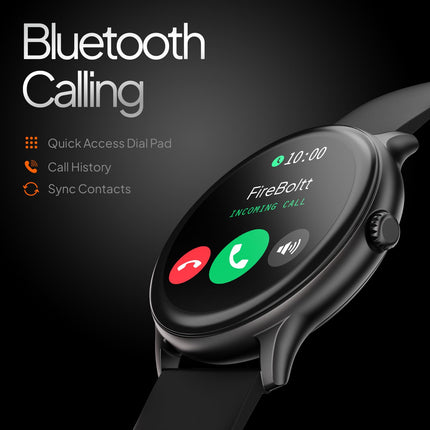 Fire-Boltt Phoenix Round Smart Watch 1.38″ HD Display with Bluetooth Calling, SpO2 & Heart Rate Monitor, 120+ Sports Modes, IP67 Waterproof, Fitness Tracker Smartwatch for Men & Women - Black