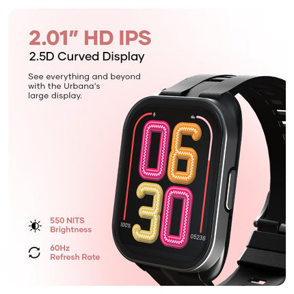 Wings Urbana Smartwatch with 2.01” IPS LCD Screen, Digital smartwatch Android smartwatch with Ai Voice Assistant, IP68 Water & Dust Resistant.