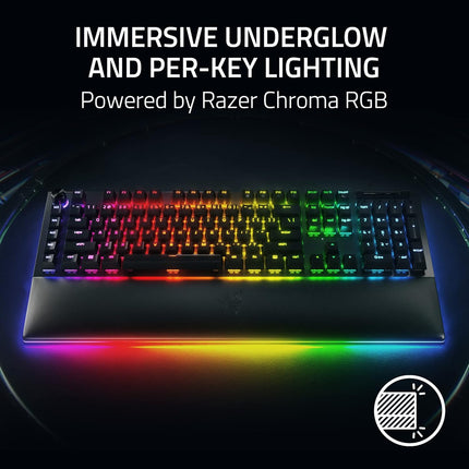 Razer BlackWidow V4 Pro Smartchoice Mechanical Gaming Keyboard, Green Switch Clicky Keys, RGB Chroma Backlit, Programmable Macro Dial, Magnetic Wrist Rest, USB Wired, Anti-Ghosting, US Layout