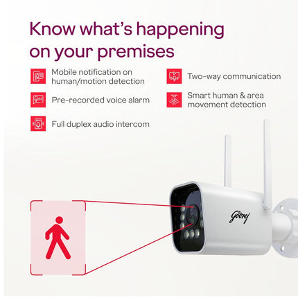 Godrej Security Solutions EVE Pro 4G Bullet CCTV Camera | New Launch | Sim Based | 3MP Night Vision | Human & Motion Detection | 2-Way Talk | Up to 256GB SD Card Support | Outdoor Security Camera