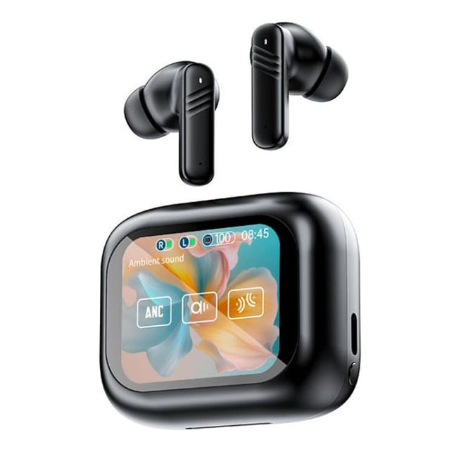 VEHOP GEN PODS Touch TWS Earbuds | HD Touch Screen Display | 32dB ANC | Transparency Mode | 40 Hrs Playtime | AI-ENC Quad Mics | Find My Earphones | Bluetooth 5.4 | 4 EQ Modes
