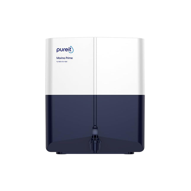 Pureit Marina Prime Mineral RO+MF | 6 stage Purification | 7 Litres Capacity | Up to 45% Water Saving | Suitable for Borewell, Tanker & Muncipal Water | Wall Mountable | Blue & white