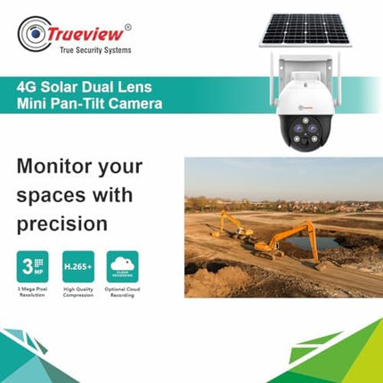 Trueview 4G Solar Security Camera | Wireless PTZ CCTV | 1296p Outdoor Waterproof Surveillance (4G Dual Lens Solar Mini Pan Tilt Camera) - Unboxify