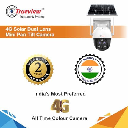 Trueview 4G Solar Security Camera | Wireless PTZ CCTV | 1296p Outdoor Waterproof Surveillance (4G Dual Lens Solar Mini Pan Tilt Camera) - Unboxify