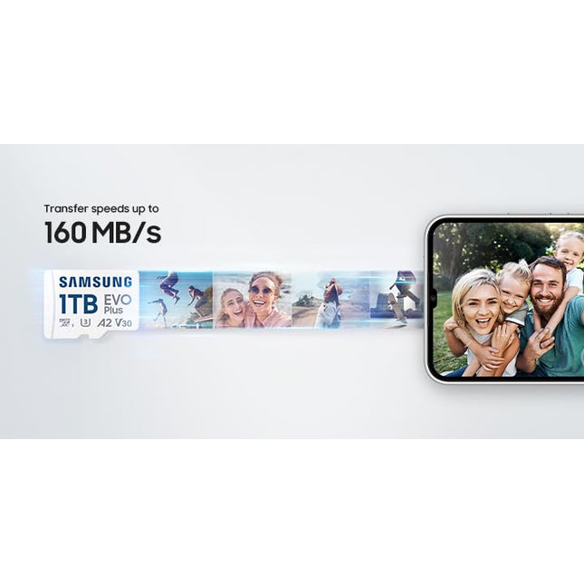 Samsung EVO Plus 128GB Micro SDXC w/SD Adaptor, Up-to 160MB/s, Expanded Storage for Gaming Devices, Android Tablets and Smart Phones, Memory Card, MB-MC128SA/IN