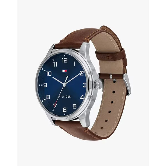 TOMMY HILFIGER  Men Navy Blue Dial & Brown Leather Strap Analogue Watch - For Men TH1791659W (BRAND NEW/SEALED)