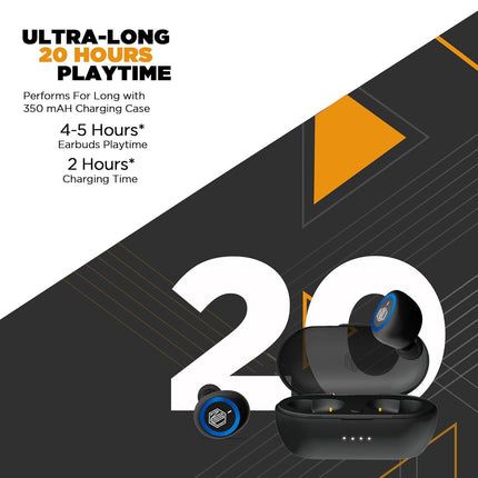 Nu Republic Starbuds 4 True Wireless in Ear Earbuds (TWS) BT V5.0, Upto 20Hrs Play Time, Compact Charging Case, Sweat & Water Resistant, Voice Assistant/Siri with in-Built Mic -Blue - Unboxify