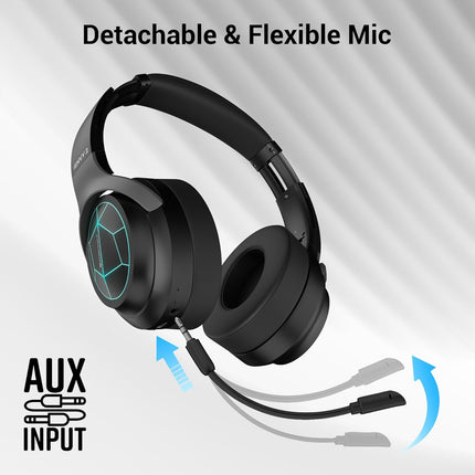 ZEBRONICS Envy 2, Wireless Over Ear Headphone, ENC, Upto 65* Hours Playback, Gaming Mode, Dual Pairing, Bluetooth v5.3, AUX, Call Function, Voice Assistant, Foldable Design, Detachable Mic (Black)