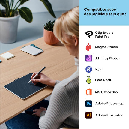 Wacom CTC 6110 One Medium Bluetooth Graphics Drawing Tablet, 9.9 x 7.1 inch; Compatible with Chrome, Mac, Windows & Android for Digital Art, Editing, Designs, with Creative Software & Training