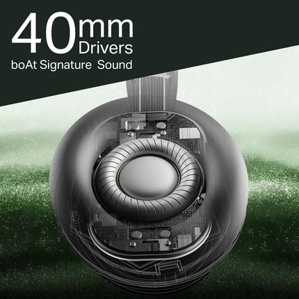 boAt Rockerz 371, 40mm Drivers, 50hrs Battery, 60ms Low Latency, ENx Tech, BT v5.4, Foldable Cups, Voice Assistant, Bluetooth Headphones, Wireless Headphone with Mic (Sage Green)