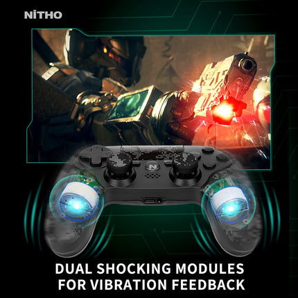 Nitho ADONIS Wireless Controller for PS4, PC, iOS & Android, PS5 (with PS4 Games Only), Gamepad Joystick with Dual Vibration | 6-Axis Motion Sensor | Touchpad | Built-in Speaker | 3.5 mm Jack - Camo