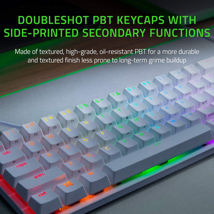 Razer Huntsman Mini - Mercury Edition - 60% Optical Gaming Keyboard (Linear Red Switch, White) I RGB Customizable backlighting - RZ03-03390400-R3M1