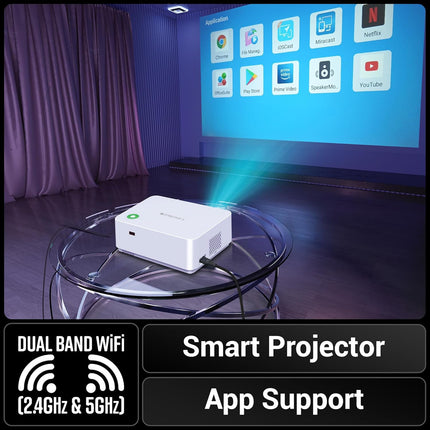 ZEBRONICS PIXAPLAY 65, Android Projector, 10000 Lumens, 4K Support, 200 Inch Screen Size, Electronic Focus, Built-in Speaker, Bluetooth, HDMI, USB, WiFi, AUX, 1080p Native, Miracast
