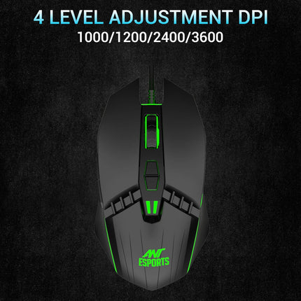 Ant Esports KM540 Gaming Keyboard and Mouse Combo,Rainbow Backlit LED Wired Keyboard with Wrist Rest,Programmable 7D OpticalMouse, 3600 DPI, Spill-Resistant, USB Plug & Play for PC, Laptop,Mac – Black