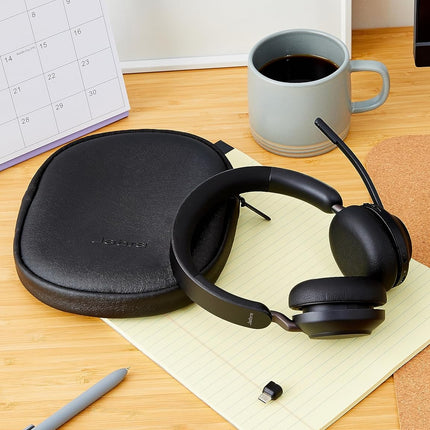 Jabra Evolve2 65 MS Link 390/380C Wireless PC Headset – Noise Cancelling Microsoft Teams Certified Stereo Headphones with Long-Lasting Battery – USB-C Bluetooth Adapter – Black - Unboxify