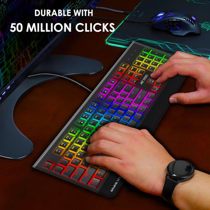 Ant Esports MK4000 Smartchoice Mechanical Gaming Keyboard, RGB LED Backlit Aluminium Base, Hot Swappable Switches, Full Size 104 Keys,Fully Programmable Red Switch, Wired USB, PC Laptop PS5 Compatible