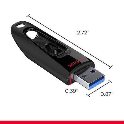 SanDisk Ultra 64GB, USB 3.0, Flash Drive, Upto 130MB/s R, Pendrive, Black, 5Y Warranty (SDCZ48-064G-I35)