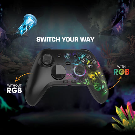 Cosmic Byte Lumora Tri-Mode Controller with Stealth Black RGB-Reveal Design, Hall Effect Joysticks & Triggers, Mechanical Buttons, 1000Hz Polling Rate, 6-Axis Gyro, Windows Software, 3.5mm Audio Jack, Macro & Turbo, 1300mAh Battery