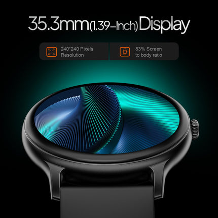 Fire-Boltt Phoenix Round Smart Watch 1.38″ HD Display with Bluetooth Calling, SpO2 & Heart Rate Monitor, 120+ Sports Modes, IP67 Waterproof, Fitness Tracker Smartwatch for Men & Women - Black