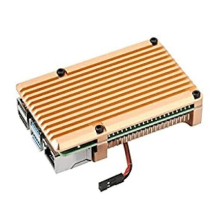 Raspberry Pi Robocraze Metal Case with Double Fan for 4 - Golden Colour