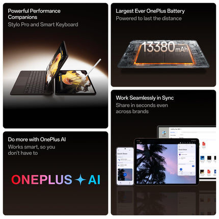 OnePlus Pad 4, Snapdragon® 8 Elite Gen 5 Platform, 33.53cm 13.2" 3.4K Screen, 144Hz Adaptive, 8 Speakers, AI Powered, PC-Level Productivity, 13,380 mAh Battery, 12GB + 512GB, WiFi,Dune Glow
