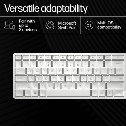 HP 970 Creator Keyboard, Wireless and Multi-Device with 20 programmable Shortcut Keys, Backlit with sensors, up to 6 Month Battery, AES encrypted, 1yr Warranty, 0.67 kg, Silver