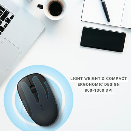 Rapoo 9300m Multi-Device Bluetooth + 2.4Ghz Wireless Keyboard & Mouse Combo Ultra Slim Design, Spill-Resistant, Anodized Aluminum Body Compatible with Windows/PC/Chromebook, 3 Years Warranty.