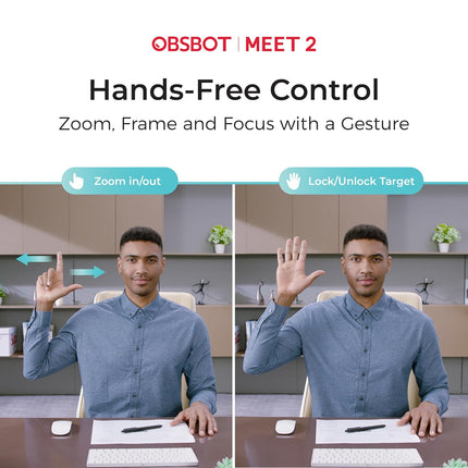 OBSBOT Meet 2-4K Webcam for PC with 1/2 Inch Sensor, AI Framing & Auto Focus, Beauty Mode, Gesture Control, 60 FPS, Twin SMI, Lightweight USB Camera for Streaming, Meetings, Gaming, Video Calls - Unboxify