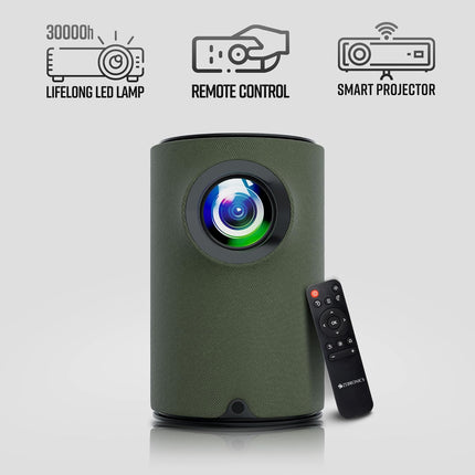 Zebronics Android Smart Projector (PIXAPLAY 22), 4K UHD Support, 3200 Lumens, 250" Screen, 90° Tiltable, Auto Focus & Keystone, OTT Apps (Netflix, Prime, Hotstar), BT v5.4, HDMI, Miracast (Green)
