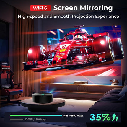 WZATCO Yuva Aura, Native 1080P, Auto Focus & Keystone, 4K Support, 10500 Lumens, 180" Screen | Android 9.0 with Netflix, Prime etc | WiFi 6 & BT | Dust Proof | HDMI ARC, Black