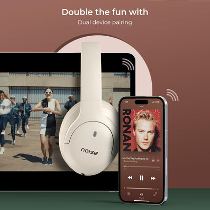 Noise Airwave Max 4 Wireless Over Ear Headphones with 70H Playtime, ENC, 40mm Driver, Low Latency(up to 40ms), Dual Pairing, BT v5.4 (Calm Beige) (AUD-HDPHN-4-BEIGE)