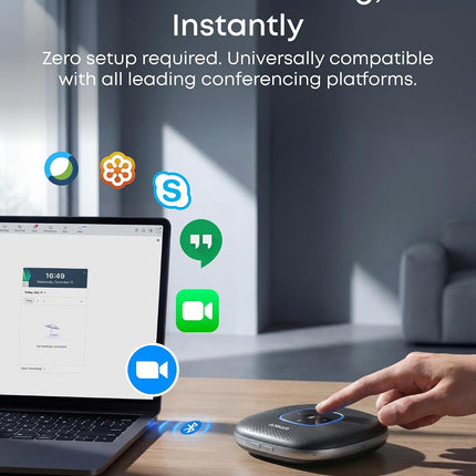 Anker Conference Microphone, PowerConf Bluetooth Speakerphone with 6 Mics, Enhanced Voice Pickup, 24H Call Time, USB C, Computer Conference Speaker Compatible with Leading Platforms, for Home Office