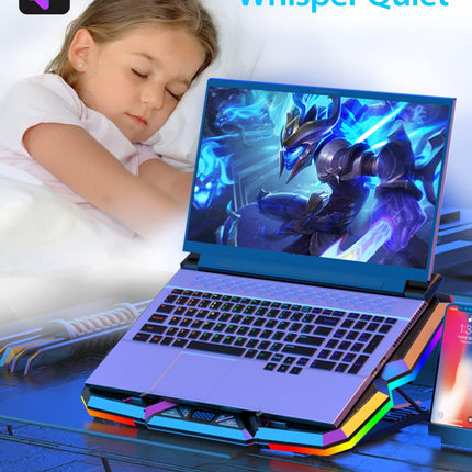 Cosmic Byte Cyclone RGB Laptop Cooling Pad with 5 Fan, Adjustable Speed, USB Hub (Black/Blue)