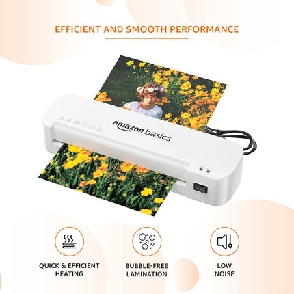 Amazon Basics A4 Laminating Machine | Rapid Lamination | Adjustable Temperature Settings | 1-Year Brand Warranty