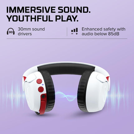 HyperX Cloud Mini – Wireless Headset,Compatible with PC,Chromebook,Nintendo Switch,PlayStation Controllers,Xbox Controllers,Phones, Laptops,Tablets,Volume Below 85dB,Immersive Sound,White